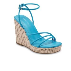 Marc Fisher Zeki blue wedge sandals.